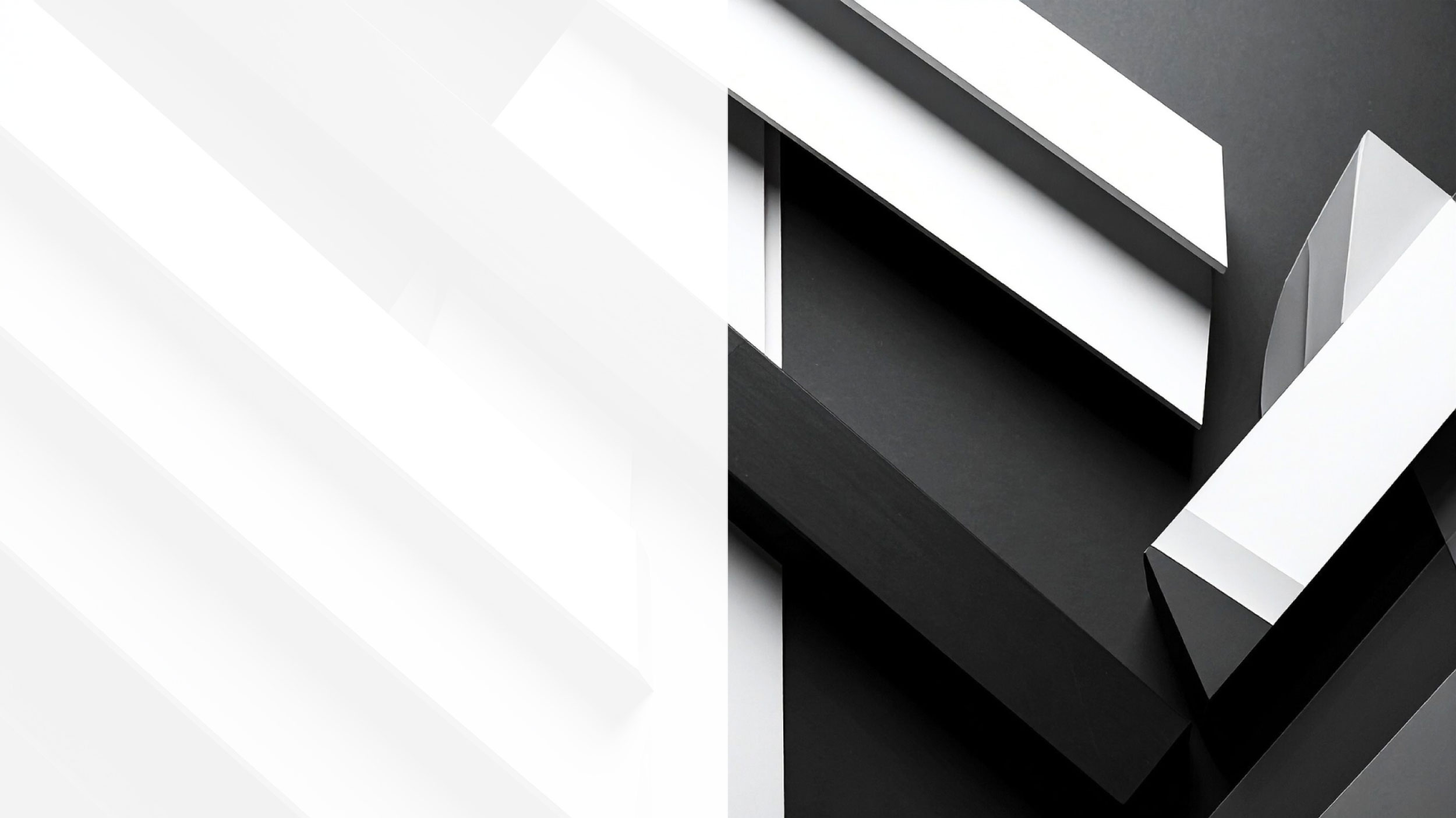 Weiße schräg ins Bild ragende Betonelemente auf schwarz-grauem Hintergrund